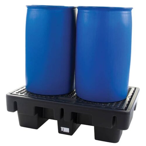 Bac de rétention en polyéthylène avec caillebotis pour le stockage de 2 fûts - 200 litres - BPJ230 Bac de rétention en polyéthylène avec caillebotis pour le stockage de 2 fûts - 200 litres - BPJ230