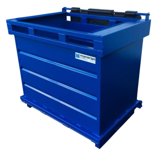 Benne à fond ouvrant 1500 litres avec couvercle benne à fond ouvrant avec couvercle plastique ouvert