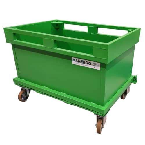 Benne à fond ouvrant 500 litres avec roues Benne à fond ouvrant 500 litres avec roues