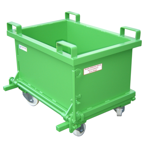 Benne à fond ouvrant 400 litres avec roues