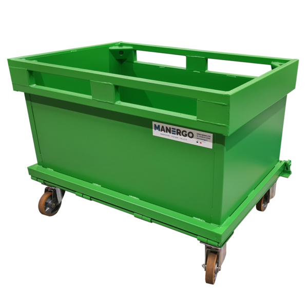 Benne à fond ouvrant 500 litres avec roues