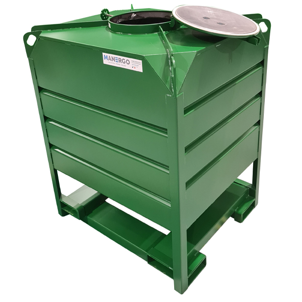 Self-bailing container with lid