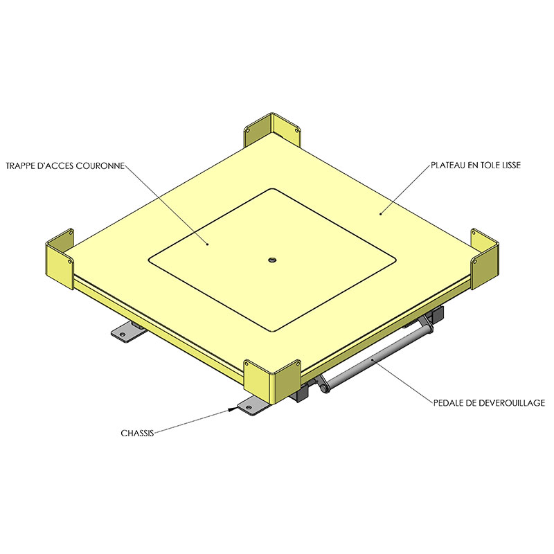 Plateau rectangulaire tournant 1000kg – 360° - PT100-125-125-300-4458