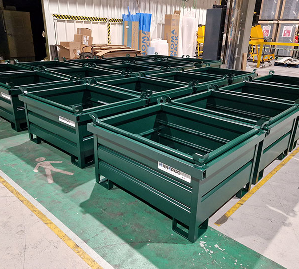 Caisse métallique 620 L MAGBOX avec étriers de fourche et anneaux d'élingage - MG1012-550-120-4446